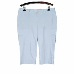 Dockers Light Blue Mid Rise Curvy Flat Front Chino Bermuda Shorts sz 16